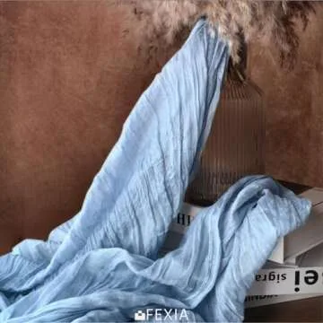 FEXIA 6 Pack Dusty Blue Table Runner 35x120 Inches Gauze Table Runner for Bridal Shower Wedding Party First Communion Centerpiece Engagement Boho Table Decoration (Dusty Blue)