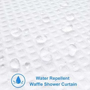 Waffle Weave Fabric Shower Curtain with Hooks, 84 Inch Shower Curtain Set for Bathroom, Hotel Quality Heavyweight Cloth with Rustproof Metal Grommets, Water Repellent, Machine Washable, 72x84 Inch