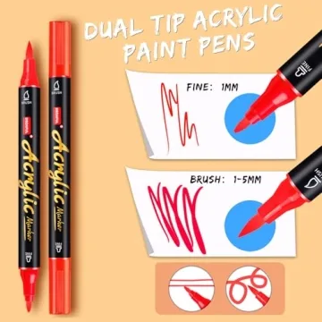 Acrylic Paint Pens Markers, 20 Colors Dual Tips Waterproof Paint Markers For Rock Painting, Fabric, Metal, Glass, Wood, Canvas, Ceramic, Plastic, Non-Toxic & Odor, Premium Art And DIY Craft Supplies