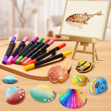 Acrylic Paint Pens Markers, 20 Colors Dual Tips Waterproof Paint Markers For Rock Painting, Fabric, Metal, Glass, Wood, Canvas, Ceramic, Plastic, Non-Toxic & Odor, Premium Art And DIY Craft Supplies