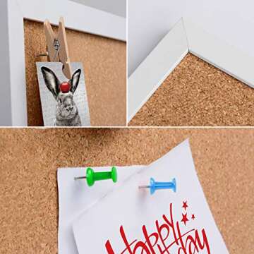 AkTop Cork Board Bulletin Board 12x12, White Framed Corkboard 4 Pack, Small Square Pin Board for Wall, Mini Thick Cork Tiles with 16 Push Pin Wood Clips for School, Home & Office
