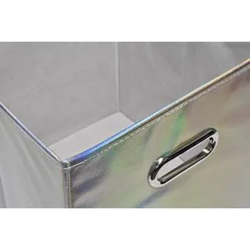 Handy Laundry 6-Pack Foldable Cube Storage Bins – Decorative Collapsible Organizer for Shelves, Closets, Underbed, Clothes, or Kids’ Toys (Shiny Silver)