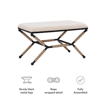 Versatile Linon Farrow Bench for Boho Decor Style