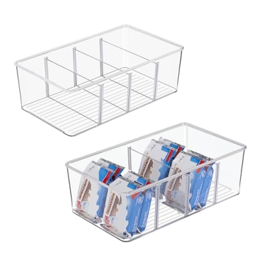 Vtopmart 2 Pack Food Storage Organizer Bins, Clear Plastic Bins for Pantry, Kitchen, Fridge, Cabinet...