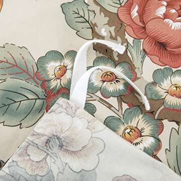 Eikei Home Chinoiserie Chic Peacock Floral Duvet Cover Paradise Garden Botanical Bird and Tree Branches Vintage Stylized Long Staple Cotton Bedding Set (Autumn Red, King)