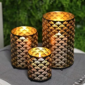 Stylish JHY DESIGN Set of 3 Metal Candle Holders