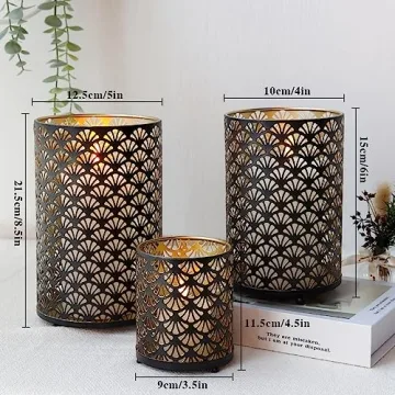Stylish JHY DESIGN Set of 3 Metal Candle Holders