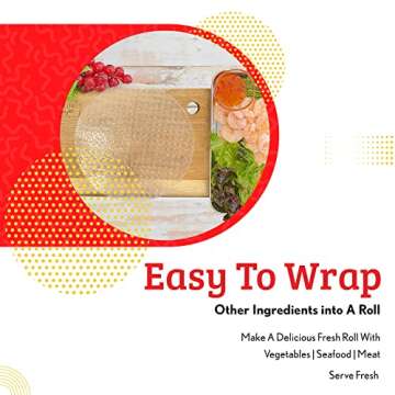 Cathay Fresh Spring Roll Rice Paper Wrappers, Rice Paper Wrappers for Fresh Rolls-25 Sheets, Non-GMO, Gluten-Free, Low Carb, Vietnamese Summer Wrap with Natural Ingredients, Veggie Wrap