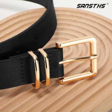 Buy SANSTHS 3 Pack Women Leather Belts Fashion Stylish