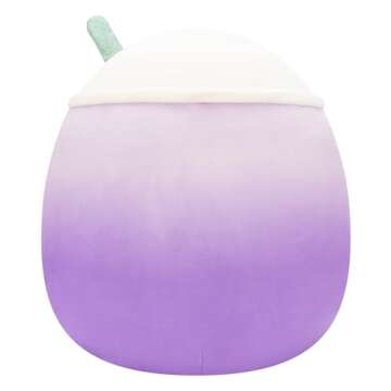 Squishmallows Original 12-Inch Poplina Purple Boba Tea With Blue Straw - Official Jazwares Plush