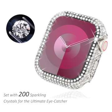 Surace 45mm Case Compatible with Apple Watch Series 9 Series 8 Series 7, Bling Case with Over 400 Cr...