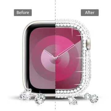 Surace 45mm Case Compatible with Apple Watch Series 9 Series 8 Series 7, Bling Case with Over 400 Crystal Diamonds Protective Cover Bumper Compatible for Apple Watch Case Series 9 8 7 (45mm, Clear)