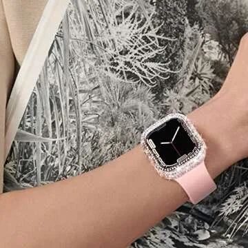 Surace 45mm Case Compatible with Apple Watch Series 9 Series 8 Series 7, Bling Case with Over 400 Crystal Diamonds Protective Cover Bumper Compatible for Apple Watch Case Series 9 8 7 (45mm, Clear)