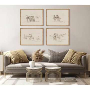 Western Cowboy Vintage Canvas Wall Art for Home Decor