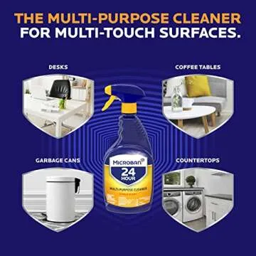 MICROBAN Disinfectant Spray, 24 Hour Sanitizing and Antibacterial Spray, All Purpose Cleaner, Citrus Scent, 4 Count, 22 fl oz Each