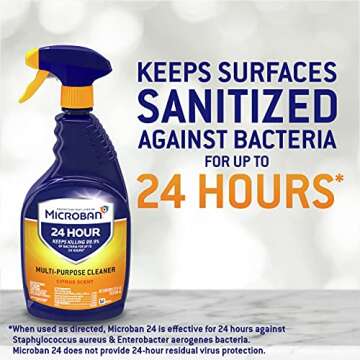 MICROBAN Disinfectant Spray, 24 Hour Sanitizing and Antibacterial Spray, All Purpose Cleaner, Citrus Scent, 4 Count, 22 fl oz Each
