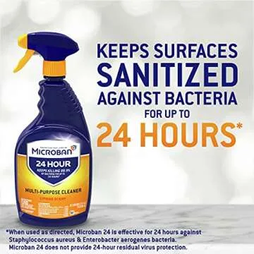 MICROBAN Disinfectant Spray, 24 Hour Sanitizing and Antibacterial Spray, All Purpose Cleaner, Citrus Scent, 4 Count, 22 fl oz Each