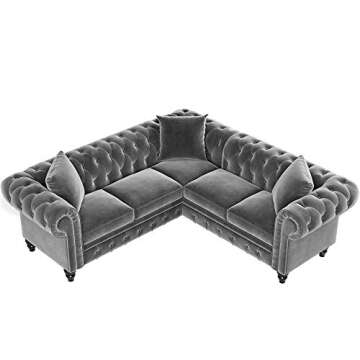 L-Shaped Velvet Tufted Sectional Sofa Set for Your Home