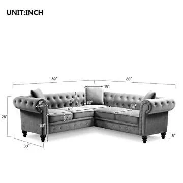 L-Shaped Velvet Tufted Sectional Sofa Set for Your Home
