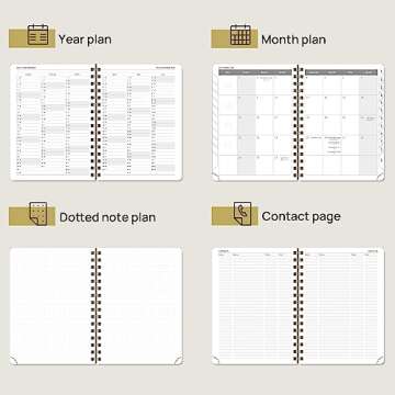 POPRUN 2024 Planner Daily Weekly and Monthly 8.5'' x 6.25'' - Vertical Agenda 2024 with Hourly Schedule, Tabs & Calendars, Monthly Planner Spiral Bound Hardcover - Midnight Green