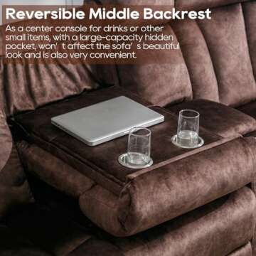GUEAPY Reclining Sofa-Power Recliner Sofa with Heat and Massage,Recliner Sofa with Drop Down Table,Reclining Couch 3 Seater for Living Room,Home Theater Seating with Cup Holders,USB & Type-C Ports