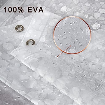 Thick 3D Pebble Waterproof Shower Curtain with 12 Hooks