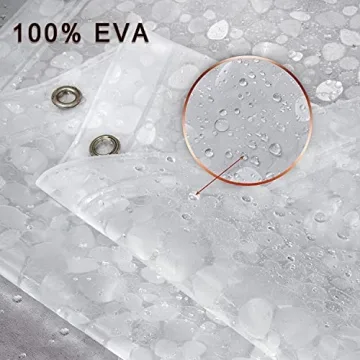 Thick 3D Pebble Waterproof Shower Curtain with 12 Hooks