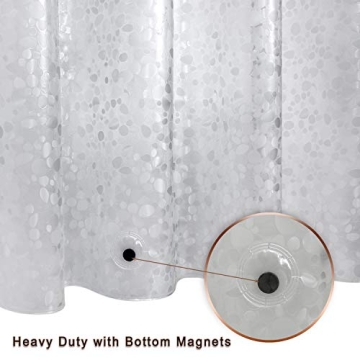 Thick 3D Pebble Waterproof Shower Curtain with 12 Hooks