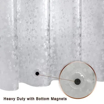 Thick 3D Pebble Waterproof Shower Curtain with 12 Hooks