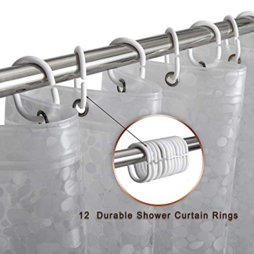 Thick 3D Pebble Waterproof Shower Curtain with 12 Hooks
