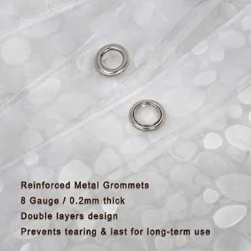 Thick 3D Pebble Waterproof Shower Curtain with 12 Hooks