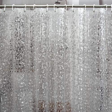 Thick 3D Pebble Waterproof Shower Curtain with 12 Hooks