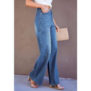 GRAPENT Women High Waisted Wide Leg Jeans for All Seasons