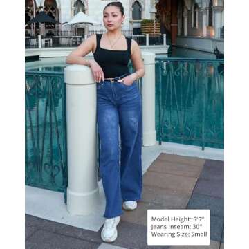 GRAPENT Women High Waisted Wide Leg Jeans for All Seasons