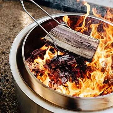 Solo Stove Stainless Steel Fire Pit Tools Tongs for Wood in Fire Pit Includes 2 pieces. 36.5 inch Fire Pit Wood Grabber Poker and 32 inch Grabber Great for Outdoor Fire Pits and Fire Pit Accessories