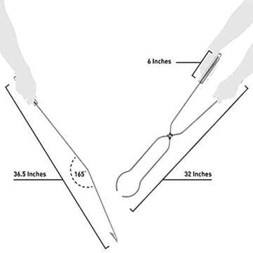 Solo Stove Stainless Steel Fire Pit Tools Tongs for Wood in Fire Pit Includes 2 pieces. 36.5 inch Fire Pit Wood Grabber Poker and 32 inch Grabber Great for Outdoor Fire Pits and Fire Pit Accessories
