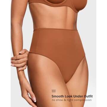 INLYRIC Women's Inbarely Plus Thong Underwear Pack - High Waisted Sexy Smooth Tagless Ladies Underwe...