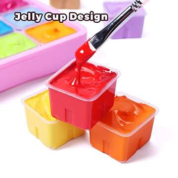 HIMI Gouache Paint Set, 24 Colors x 30ml Unique Jelly Cup Design with 3 Paint Brushes and a Palette in a Carrying Case, Non-Toxic Gouache Paint Perfect for Artists, Students (Pink)