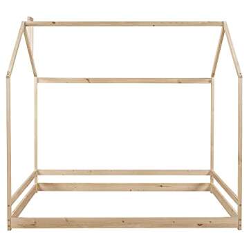 House Bed for Kids – Full Size Wood Frame with Roof