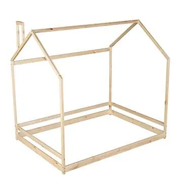 House Bed for Kids – Full Size Wood Frame with Roof