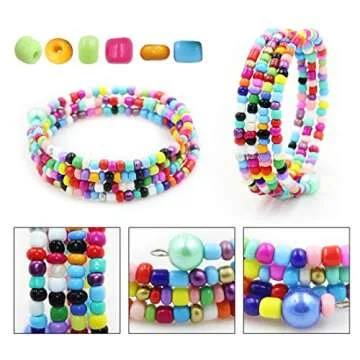 Glass Seed Beads for Jewelry Making - 24 Multicolor Pony Beads Approx 7200pcs 4mm Small Craft Glass Beads Round Mini Beads Kits with Container Box for Women