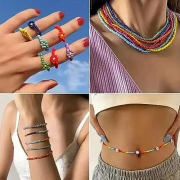 Glass Seed Beads for Jewelry Making - 24 Multicolor Pony Beads Approx 7200pcs 4mm Small Craft Glass Beads Round Mini Beads Kits with Container Box for Women