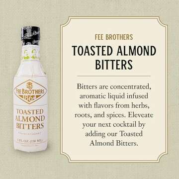 Fee Brothers Toasted Almond Cocktail Bitters - Aromatic Cocktail Mixer & Concentrated Flavoring, Glu...
