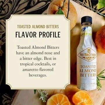 Fee Brothers Toasted Almond Cocktail Bitters - Aromatic Cocktail Mixer & Concentrated Flavoring, Gluten Free, Vegan-Friendly, 5 fl oz