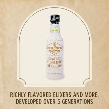 Fee Brothers Toasted Almond Cocktail Bitters - Aromatic Cocktail Mixer & Concentrated Flavoring, Gluten Free, Vegan-Friendly, 5 fl oz