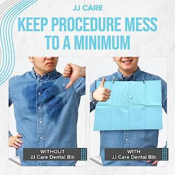 JJ CARE Dental Bibs [Pack of 125] - 13" x 18" Blue Dental Bibs, 3 Ply Waterproof Dentist Bibs, Dental Bibs Disposable for Eyelash Extension, Patient Bibs for Nail Art, Dental Napkins for Piercing