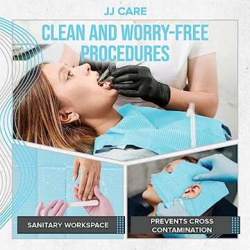 JJ CARE Dental Bibs [Pack of 125] - 13" x 18" Blue Dental Bibs, 3 Ply Waterproof Dentist Bibs, Dental Bibs Disposable for Eyelash Extension, Patient Bibs for Nail Art, Dental Napkins for Piercing