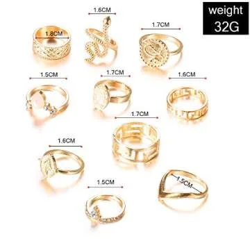 YOOESTORES82 Gold Boho Ring Sets - Vintage Stackable Rings