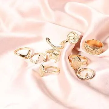 YOOESTORES82 Gold Boho Ring Sets - Vintage Stackable Rings