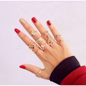 YOOESTORES82 Gold Boho Ring Sets - Vintage Stackable Rings